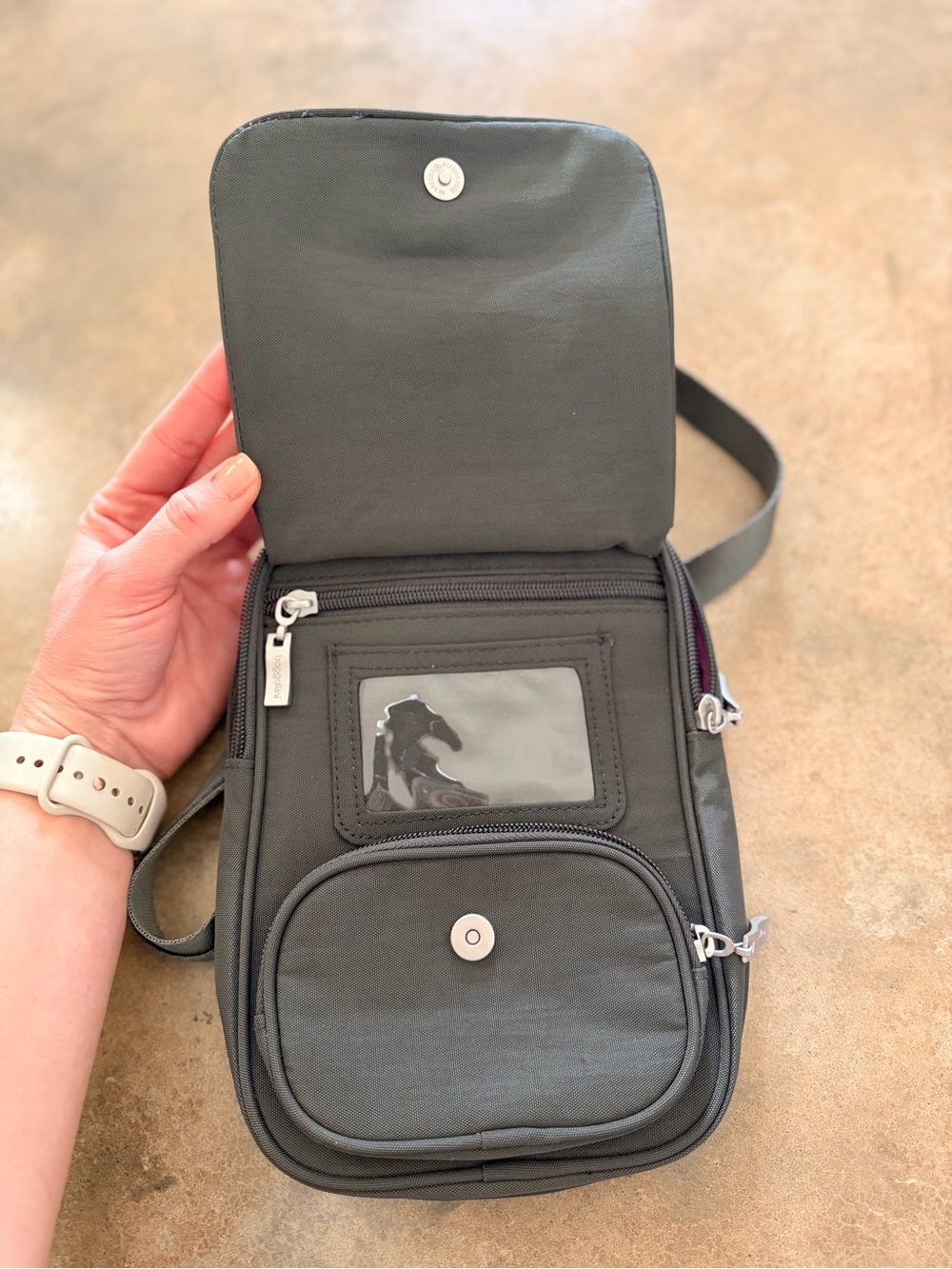 Baggallini RFID Travel Crossbody Bag Gray Passport Organizer NWOT - Picture 3 of 11